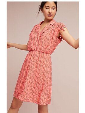 Anthropologie Maeve Carlotta Ruched Shirt Dress Size M
